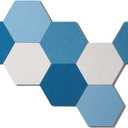 LAJAR 8 Pcs Self Adhesive Felt Bulletin Board Tiles (Large), Hexagon Color Felt Pin Board Wall Tiles for Photos, Pictures, Memos (Cyanine Large)