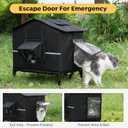 Veehoo Outdoor Cat House Weatherproof, Outside Insulated Feral Cat Shelter with Elevated Base, Waterproof Eaves & Escape Door for Stray Barn Cats, 16.9"x13.0"x22.4"