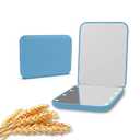 Kintion Wheat Straw Pocket Mirror, 1X/3X Magnification Travel Mirror for Purse, Folding Handheld Mirror, Small Lighted Compact Mirror for Gift, Blue