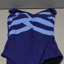One Piece Swimsuit for Women Modest Full Coverage Bathing Suit Slimming Color Block V Neck Swimwear (Large)