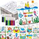 24 Set Summer Crafts for Kids Bulk, Summer Ocean Activities Puzzle with Mermaid Fish Starfish Animal, Camp Beach Arts and Crafts Classroom Gifts, Under the Sea Theme Party Favors, June Coloring Games