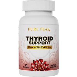 Thyroid Support Supplement- Metabolic Function, Energy & Focus, Mood Enhancer - Iodine from Kelp, Ashwagandha, Vitamin B12, Inositol, Ginseng, Magnesium - 60 Capsules for Men & Women