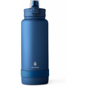 Manna Push Stainless Steel Bottle with Push-open Locking Lid and Sipping Spout - 32 Oz - Sapphire Powder Coat, Colour Name: Sapphire