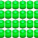 LANKER 24 Pack Flameless Led Tea Lights Candles, Flickering Green Battery Operated Electronic Fake Candles, Decorations for Party, Christmas, Halloween and Festival Celebration (Green)