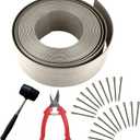 Landscape Edging Kit, Include 4 Inch High 40 Feet Length Terrace Board, 20 Durable Spikes, Edging Pruning Shear, Rubber Mallet Hammer, Gray