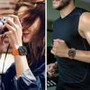Anlinser Magnetic Bands Compatible with Samsung Galaxy Watch Ultra 2/1 Band 47mm for Men Women, Waterproof Silicone Sport Strap with Magnet Compatible with Samsung Watch Ultra, Orange/Black
