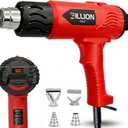3D Grip Heat Gun 1800W - 120 to 1200 Dual Temperature Hot Air Gun Kit with 4 Nozzles - Black Red Professional Heat Shrink Gun for Crafts, Shrink Wrap, Electronics Repair