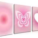 3 Piece Framed Pink Wall Art for Girls Room  Abstract Gradient Aperture Canvas Prints  Pink Aesthetic Inspirational Decor for Nursery Bedroom Living Room  12x16in