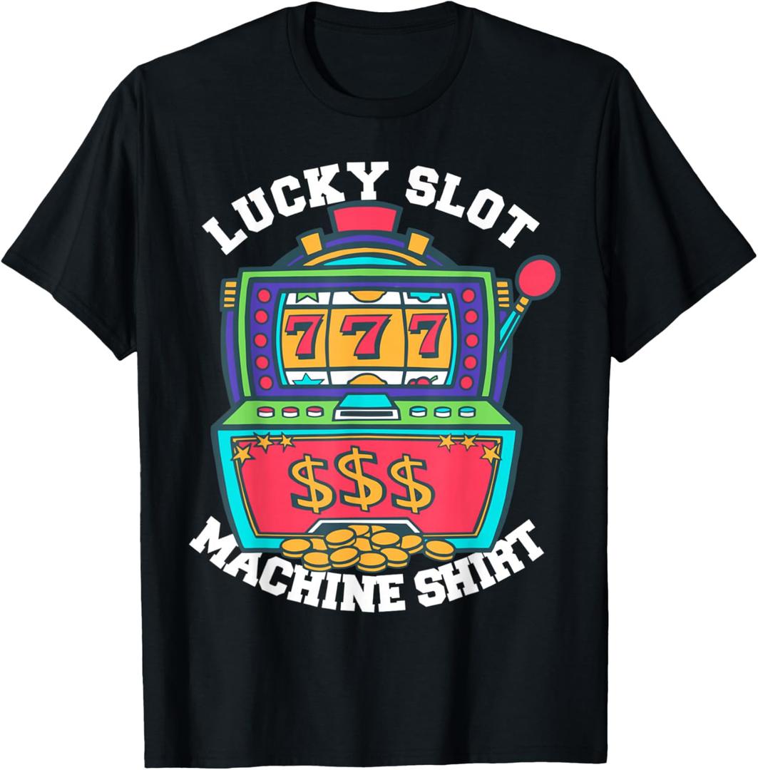 Lucky Slot Machine Tee Casino Las Vegas Gambling T-Shirt Small