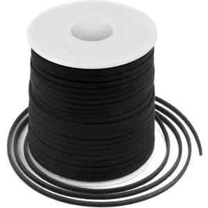 Leather String, Flat Suede Cord Faux Leather Cord Thin Leather Lace for Bracelets, Necklaces, Jewelry Making and Art Crafts (2.7 MM Black)