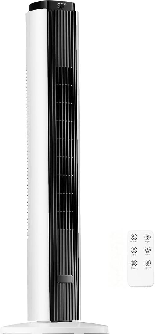 Antarctic Star 80°Oscillating Bladeless Portable Tower Fan for Bedroom,12H Timer,6 Speed 4 Modes,LED Display,Powerful for Home/Office/Dorm,37Inch,SECONDARY, 36 inch