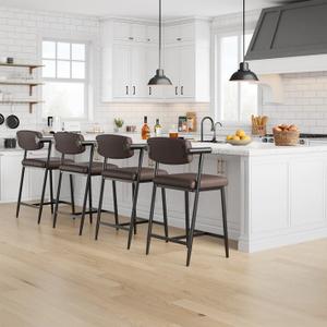 Garvee Counter Height Bar Stools Set of 2 With Arms, Upholstered, 26",