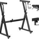 Stands Keyboard Stand with Wheels, Black Z Style Adjustable & Portable Rolling Digital Piano Stand Professional Sturdy Heavy Duty Fits 54/61/76/88 Keys Musical Electric Pianos