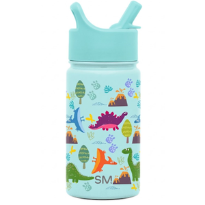 Simple Modern Kids Summit Water Bottle with Straw Lid | 14oz Stainless Steel Cup Insulated Tumbler for Toddlers, School | Teal Dino