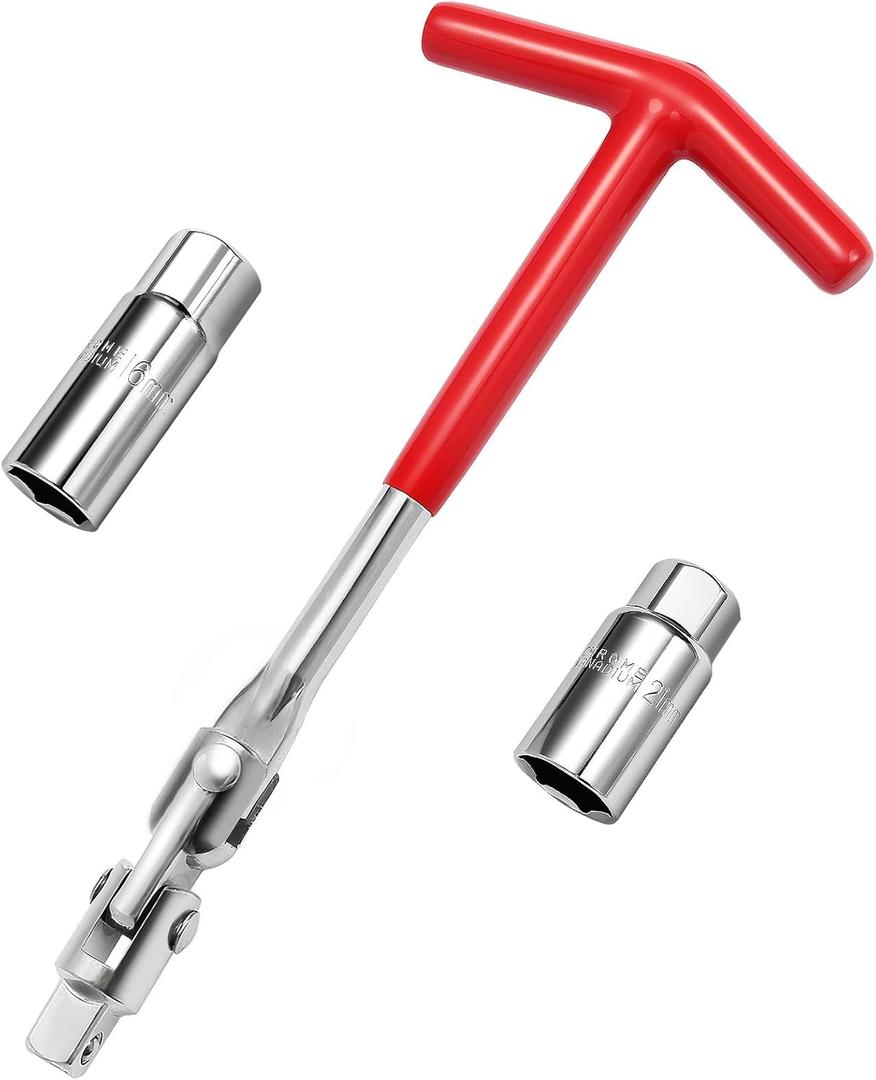 3Pcs Spark Plug Socket Wrench Set T-Handle, Universal 5/8" & 13/16" Spark Plug Tool Remover and Installer Tool for Motorcycles, Lawn Mowers, Small Motor Vehicles, Car Accessories