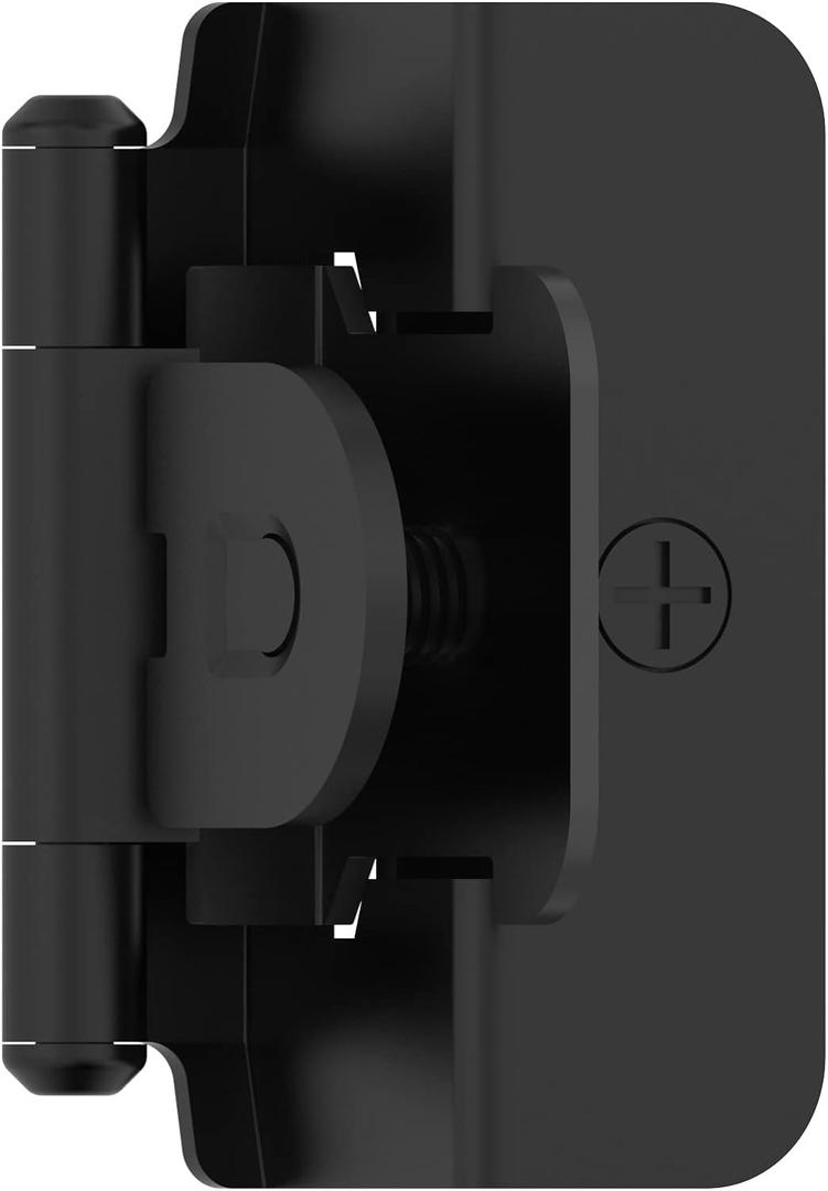 Amerock BPR8719FB | Cabinet Hinge | 1/2 in (13 mm) Overlay Single Demountable | Partial Wrap | Matte Black | Kitchen Cabinet Door Hinge | 1 Pair/2 Pack | Functional Hardware