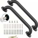 16 Inch Black Stainless Steel Handrail, Safety Grab Bars for Wall, Handicap Grab Bars for Bathroom, Shower, Toilet, RV, Hand Rails for Indoor Stairs, Stair Railing Indoor & Outdoor (2 Pack)