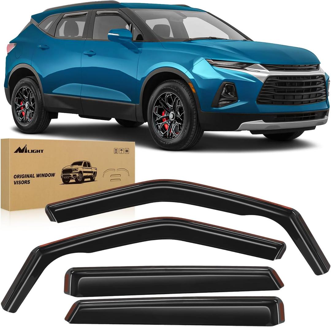 Nilight Durable in Channel Rain Guards for Chevy Blazer 2019 2020 2021 2022 2023 2024 2025 Window Deflectors, Vent Window Visors-4pcs