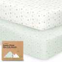 2-Pack Mini Crib Sheets Fitted - Pack N Play Sheets for Pack and Play Mattress, Organic Cotton, Soft & Breathable Jersey Playard Bedding, Neutral Mini Toddler Bed Cover for Boys, Girls (Tropic Oasis)