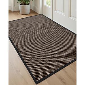 DEXI Ultra Thin Entryway Indoor Door Mat 32x48, Non Slip Rubber Backing Inside Entry Mat, Low Profile Easy Clean Dirt Trapper Doormat for Inside Entrance Patio, Black