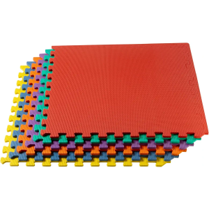 18pcs 1/2 Inch Thickness Multipurpose EVA Foam Floor Tiles, Interlocking Floor Mat for Indoor Gym and Home Use, 24 in x 24 in, Multicolor