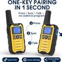 Wishouse K15 Walkie Talkies Long Range for Adults, Rechargeable Two-Way Radios 4 Pack, 2W FRS, 22 Channels, USB-C, Flashlight, NOAA/SOS, Quick Pair, for Camping & Hunting, Emergency Use