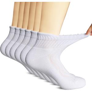 +MD Diabetic Socks for Men Women-6 Pairs Ankle Non-Binding Extra Wide, Seamless Circulator Socks for Edema 9-11 White