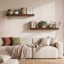 24in Floating Shelves for wall Set of 2, Walnut Wall Mounted Shelf 9.3in Deep for Wall Decor, Hanging Shelf 1.5in Thick for Living Room, Bedroom, Bathroom, Kitchen, Office, 27.5"Wx9.3"Dx1.5"H,Set of 2