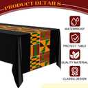 Oudain 6 Pcs 54" x 108" Kente Plastic Tablecloths Black History Month Table Covers Juneteenth Tablecloths Disposable African American Table Decorations for Kwanzaa Home Decor(Black,Fresh)