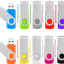 16GB Flash Drive Multicolor Thumb Drives 10 Pack, USB 2.0 Memory Stick Pendrive Jump Drives, Swivel Photo Stick USB Storage Flash Drive Data Backup for Memoirs, School, Office Supplies