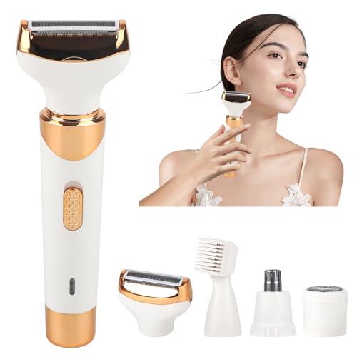 Electric Razor for Womens Men,Cordless Ladies Electric Shaver,4 in 1 Painless Wet & Dry Waterproof Body Razor and Facial Hair Remover,Rechargeable Hair Removal Kit for Bikini Underarm Hairs (White)