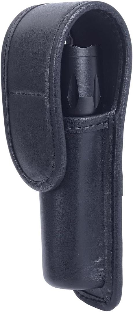 TAFTACFR Molded Flashlight Pouch Tactical Flashlight Holster with Hidden Snap Flash Light Case for Duty Belt (Black Plain)