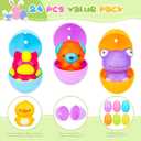 24 Pack Easter Eggs Fillers with Animal Squishy Toys Inside Easter Egg Basket Stuffers Easter Egg Hunt Easter Party Favors for Kids Toddlers