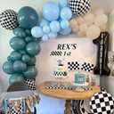 Generic Race Balloon Garland Arch Kit, Dusty Blue Black Balloons with Checkered Balloons for Race Theme Birthday Party Decorations Baby Shower Party Supplies
