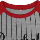 Womens 3/4 Sleeve Striped Baseball Shirt for Mama Crewneck Patchwork Raglan Baseball Mom Tops Red L (Gray, L)