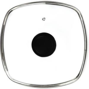 FOLI Square Glass Lid for Grill Pans with Steam Vent Hole - Fits Lodge Cast Iron Skillets 10.5inch(26.67cm) - Square Tempered Glass Lid - Universal Replacement Cover Bakelite Round Knob