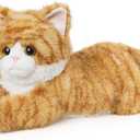 Orange Tabby Cat Stuffed Animals, Microwavable Stuffed Animal Adorable Fluffy Cat Plush for Warmth & Comfort, Heatable & Coolable Lavender Scent Cat Toys, Cute Soft Plushies Cat Gifts for Kids & Adult