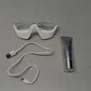 Under-Eye Light Therapy Device, Beauty Device with Eye Massage for Relieve Eye Bags, Eye Fatigue, Dark Circles, with Gel and Glasses Strap (White & 2 modes)