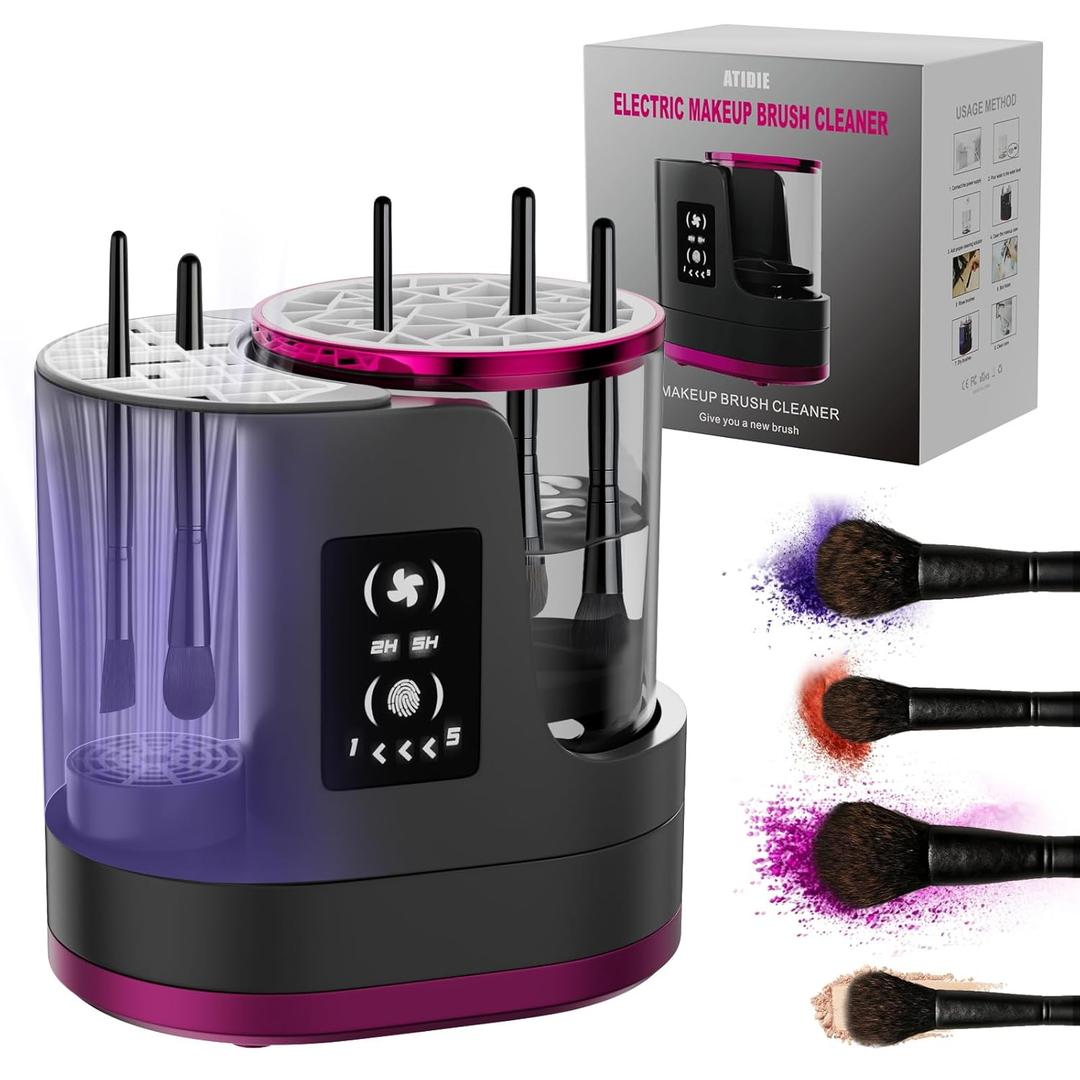 3 IN 1 Electric Makeup Brush Cleaner, Automatic Makeup Brush Cleaner with Makeup Brush Dryer, Portable USB Deep Cleaning for All Size Beauty Makeup Brush Set, Blush Brush (Grey)