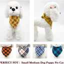 5PCS Dog Bandanas with Button - Thick Triangle Bibs Dual Layer Soft Cotton Scarves for Small Medium Boy Girl Puppy Cat Pet Baby Square Plaid Printing Washable Kerchief Halloween Costumes Outfits (blue)