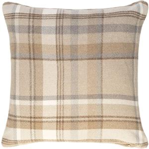 McAlister Textiles Natural Beige Heritage Tartan Decorative Throw Pillow Cover Case 17 x 17 Inches for Ranch & Country Cabin Decoration Scottish Plaid Machine Washable
