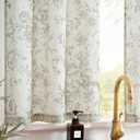 jinchan Floral Kitchen Curtains Set Linen Tier Curtains and Valance Farmhouse Drapes for Small Windows 36 Inch Length for Cafe Living Room Bathroom Rod Pocket 3 Pieces Set Brick Red on Linen, 26"W x 36"L