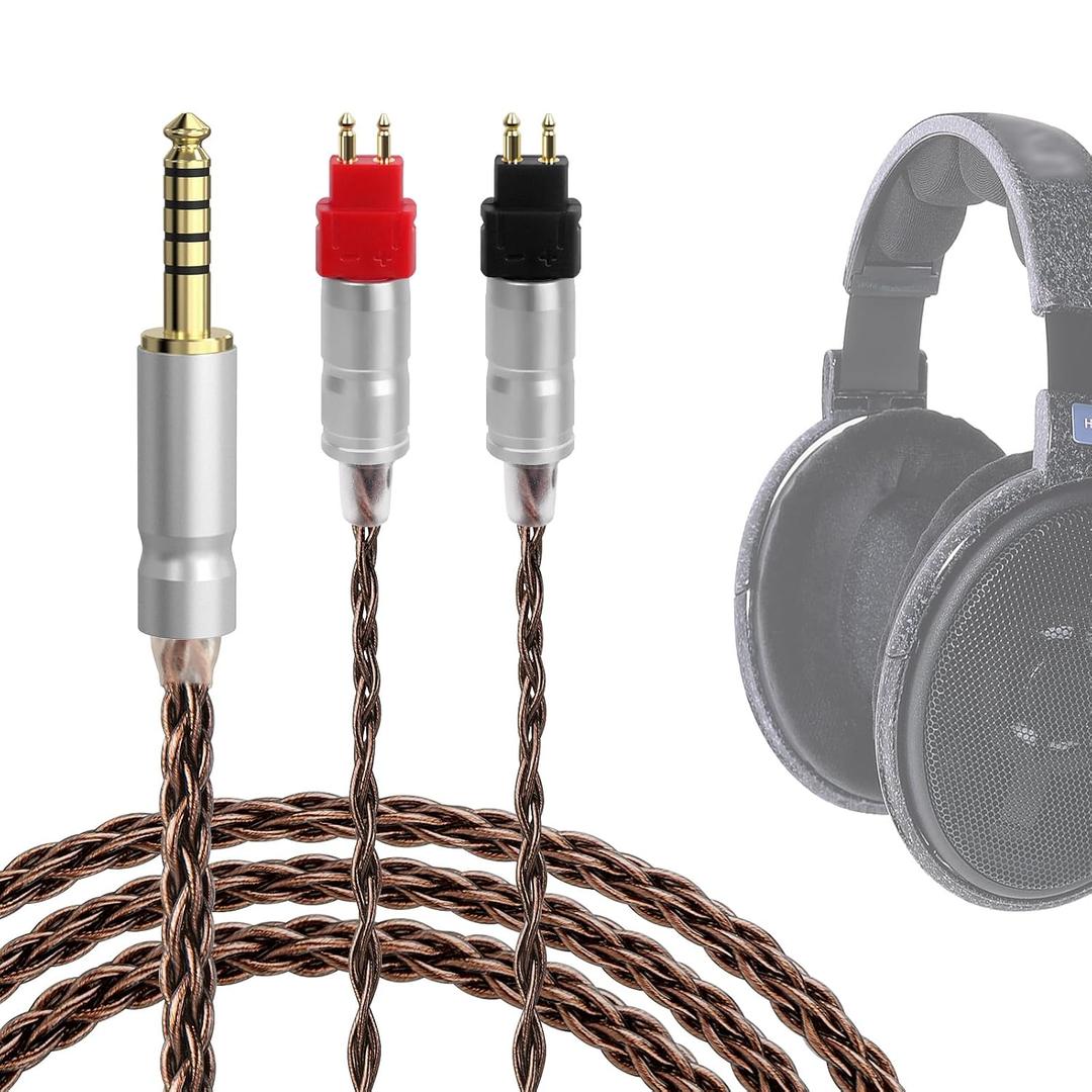 GEEKRIA Apollo Upgrade Audio Cable Compatible with Sennheiser HD 600, HD 650, HD 660S2, HD 6XX Headphones, 4.4mm to 2Pin Replacement Cord for Hi-Resolution Audiophile (4.9 ft/1.5m)