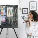 RRFTOK Easel Stand for Sign and Painting: Art Portable Adjustable Metal Tripod Easels for Display Height from 17 to 66 Inch -Canvas Stand for Table-Top/Floor Paint - Gifts for Teens Art Supplies