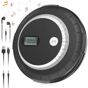 Rugort Portable CD Player - Small Rechargeable Bluetooth 5.0 Player for Home with Headphones with HiFi Stereo Sound, CD Player for Car Through AUX with Anti-Skip Protection