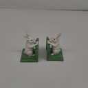 Rabbits Book Ends for Shelves, Cast Iron Decorative Book Ends for Heavy Books, Cute and Unique Bunny Bookends, Antique White