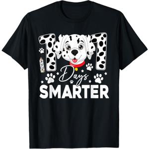 100 Days Smarter Dalmatian Dog 100 Days Of School Kids Boys T-Shirt, M (140/9-10)