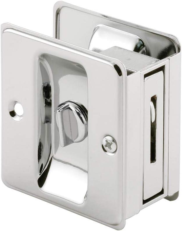 Prime-Line N 6773 Pocket Door Privacy Lock with Pull - Replace Old or Damaged Pocket Door Locks Quickly and Easily  Chrome (Single Pack)