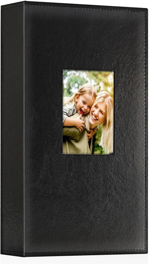 Ywlake Photo Album 4x6 300 Pockets, Leather Photo Albums Holds 300 Horizontal Only Pictures Black