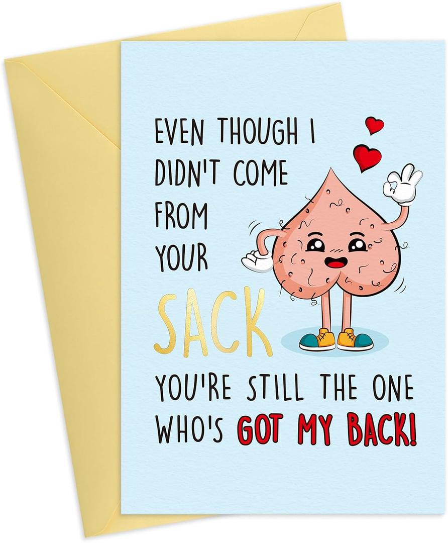 3 x FLYAB Stepdad Fathers Day Card - 5.5"x8" Gold Foil Happy Fathers Day Gift with Envelope Got My Back Gift Card for Him Men Dad New Dad from Daughter Son Kids